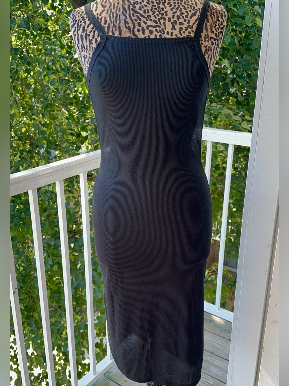 Nasty Gal Black Backless Ribbed Midi Slip Dress